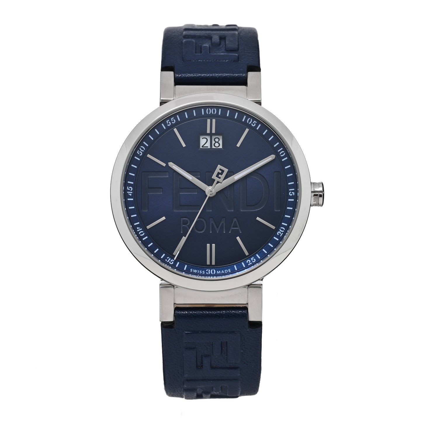 Stainless Steel Calfskin 39mm Forever Fendi Quartz Watch Blue
