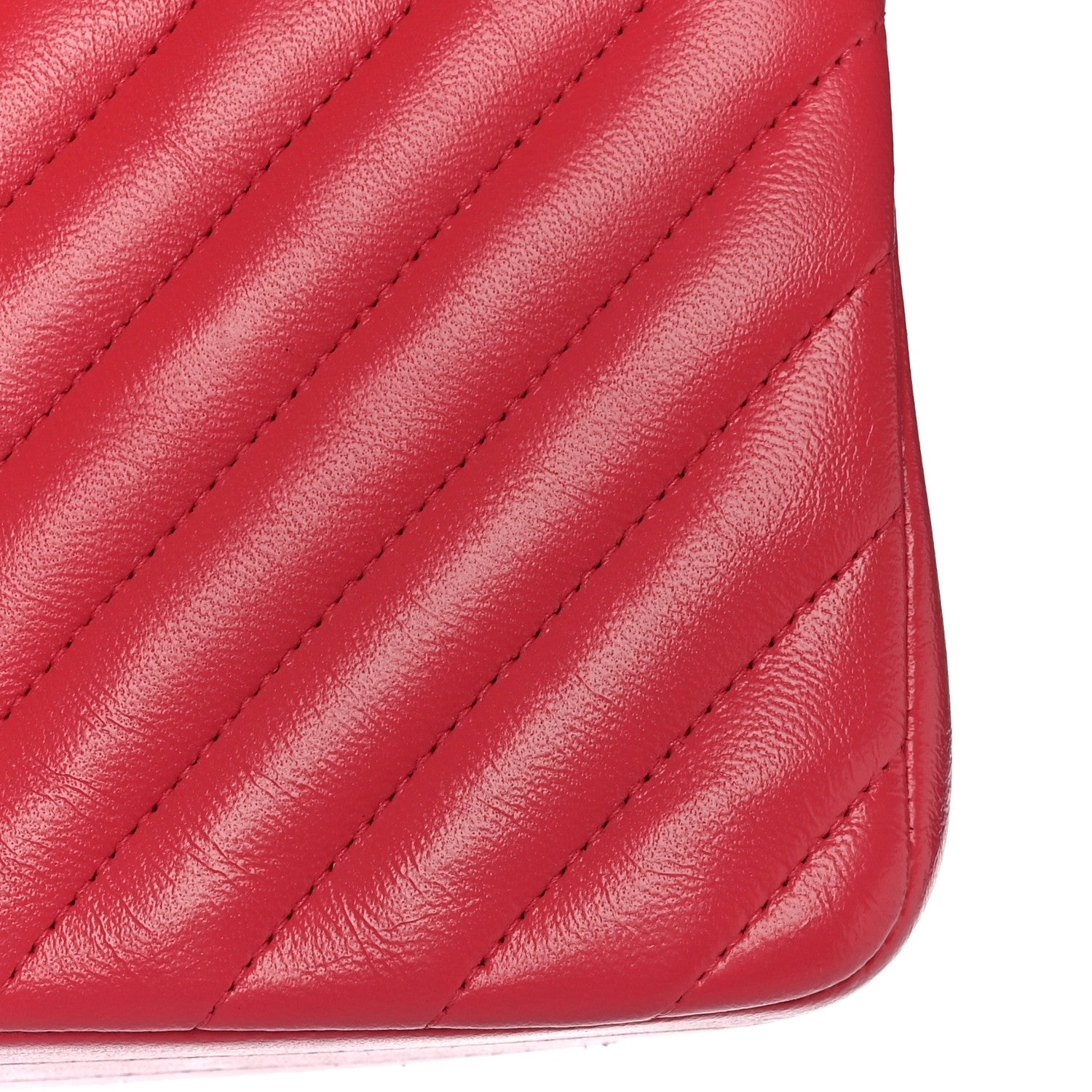 Chanel Lambskin Chevron Quilted Mini Rectangular Flap Dark Pink 13 of 14