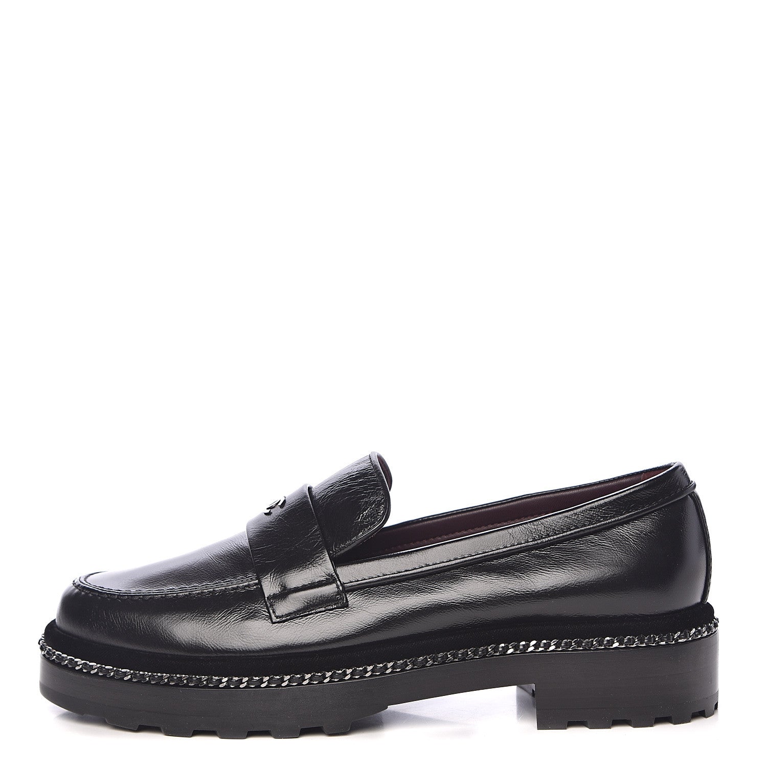 Chanel Crinkled Calfskin CC Chain Mocassin Loafers 39 Black 1 of 8