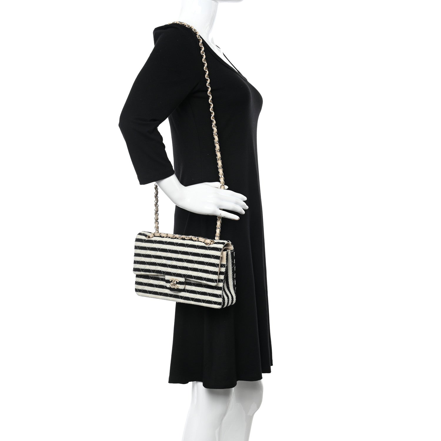 Chanel Jersey Quilted Medium Coco Sailor Flap Black White 2 of 10