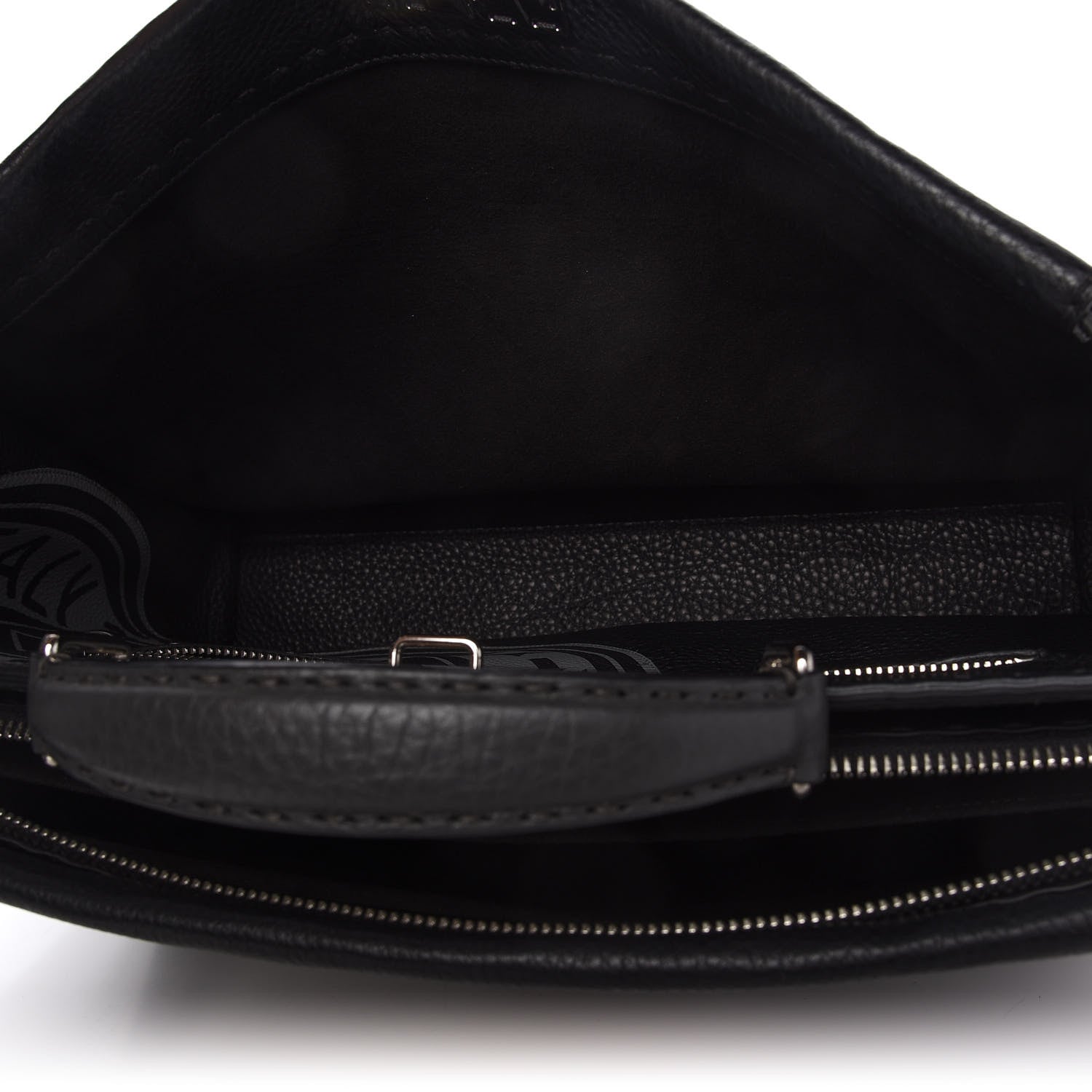 Fendi Cuoio Romano Selleria Fendi Stamp Patch Large Mens Peekaboo Iconic Essential Satchel Black Grigio 5 of 10