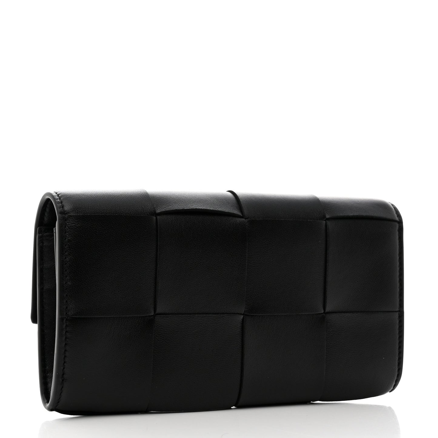 Lambskin Maxi Intrecciato Padded Large Flap Wallet Black
