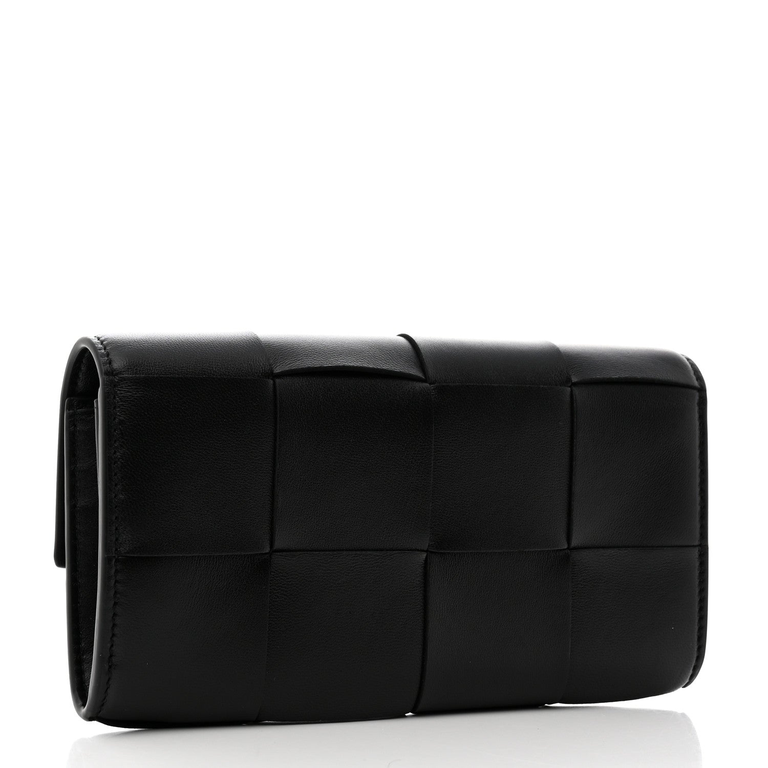Bottega Veneta Lambskin Maxi Intrecciato Padded Large Flap Wallet Black 3 of 7