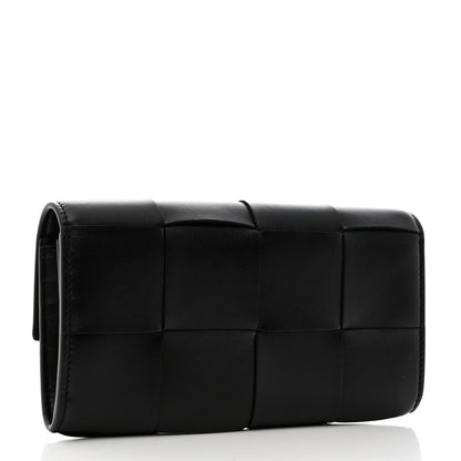Bottega Veneta Lambskin Maxi Intrecciato Padded Large Flap Wallet Black 3 of 7