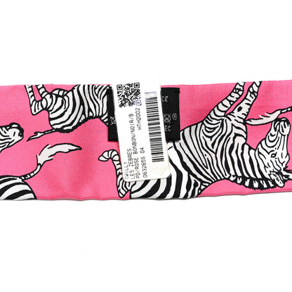 Hermes Silk Les Zebres Twilly Rose Bonbon Black 4 of 4
