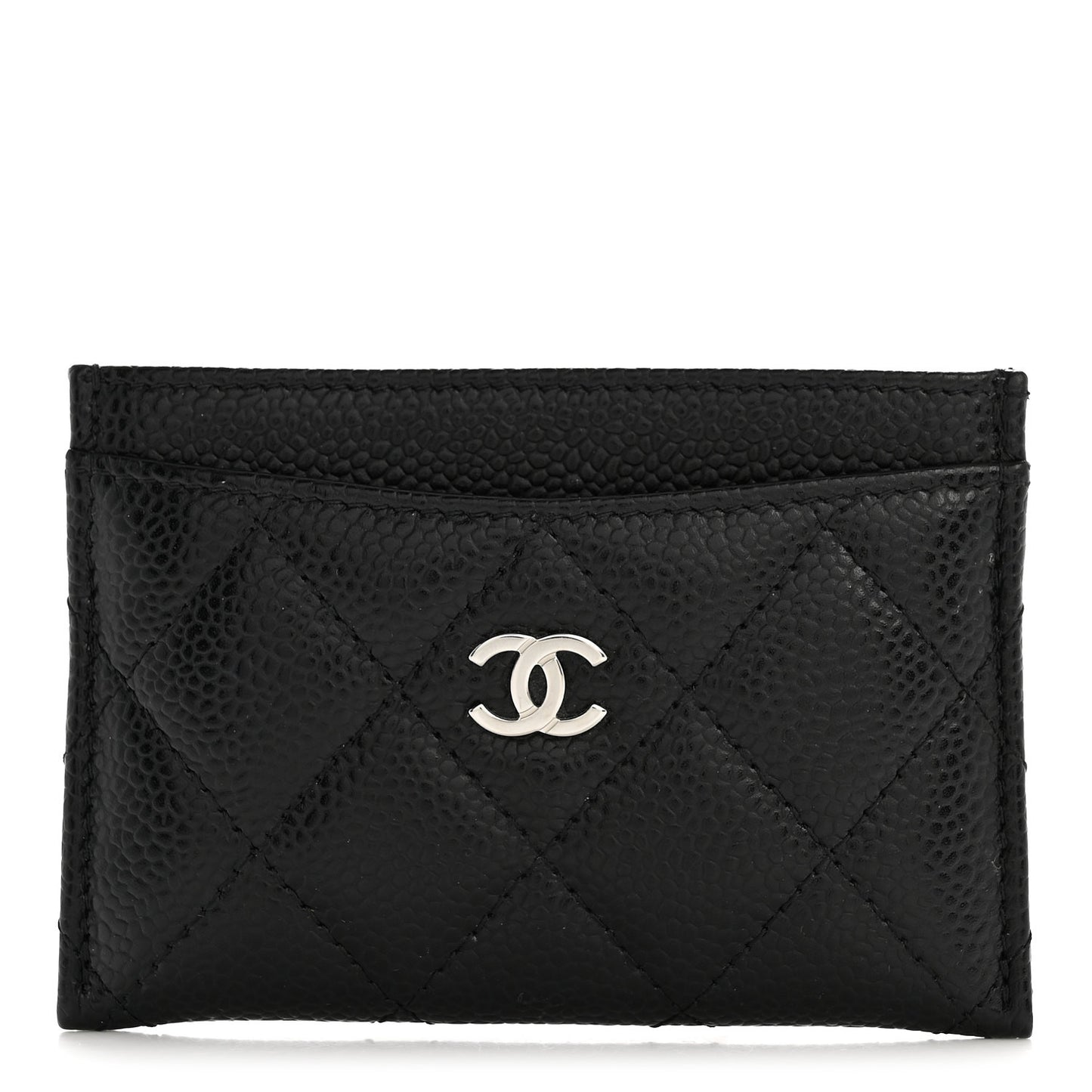 Caviar Quilted Card Holder Black