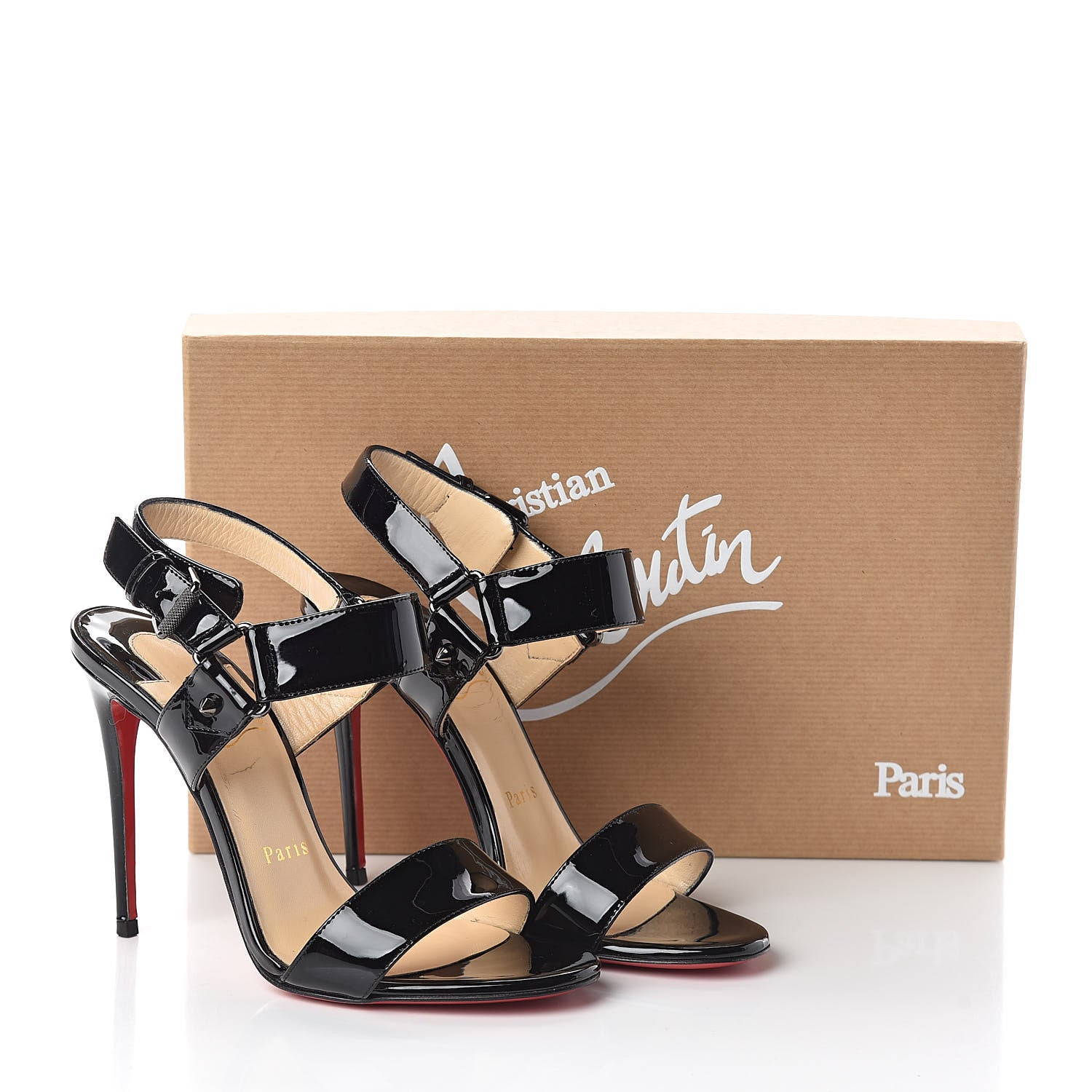Christian Louboutin Patent Sova Heel 100 Sandals 35.5 Black 8 of 8