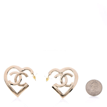 Chanel Metal CC Heart Coco In Love Hoop Earrings Gold 2 of 6