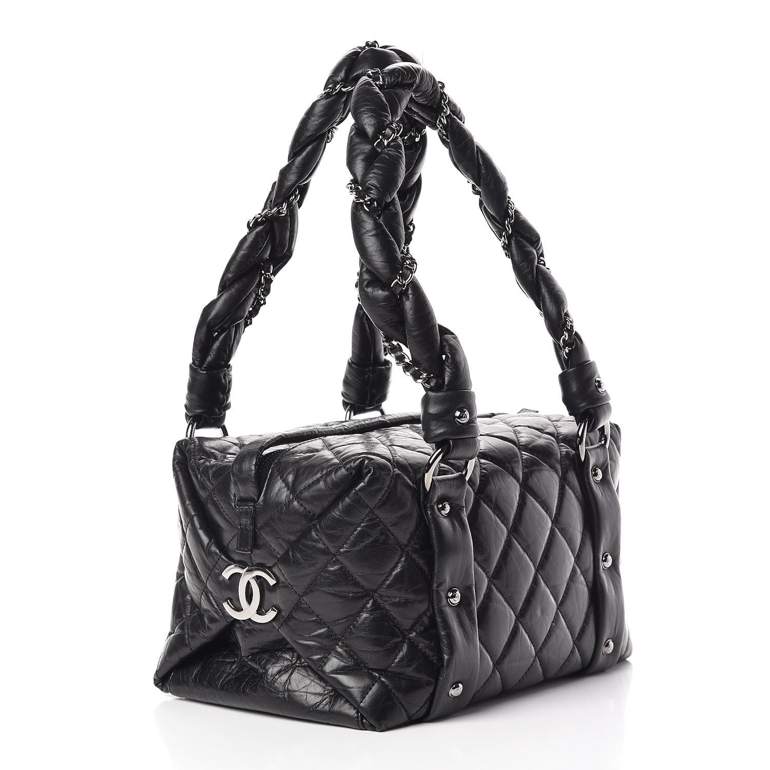 Chanel Distressed Lambskin Small Lady Braid Tote Black 3 of 10