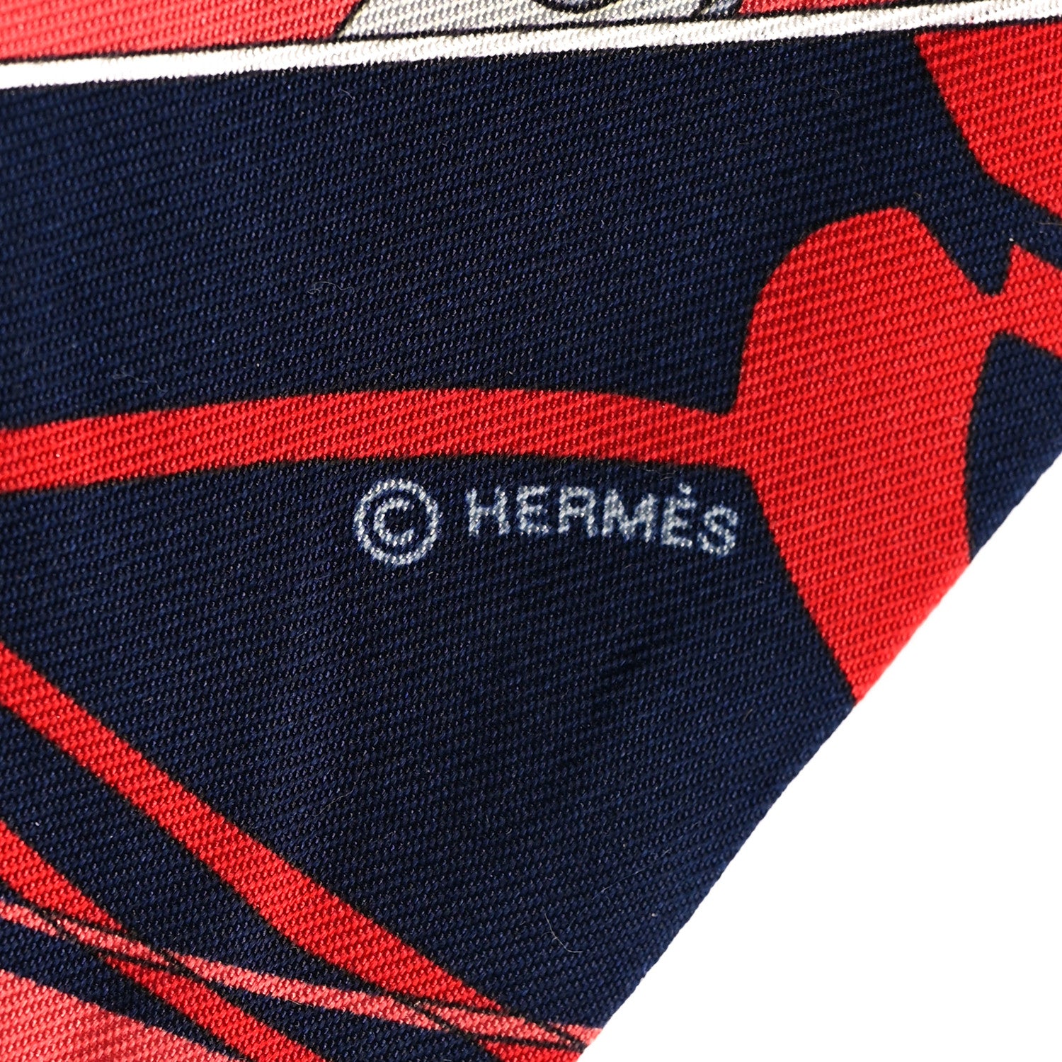 Hermes Silk Caleche Mors Et Bouteilles Twilly Rouge Marine Beige 4 of 4