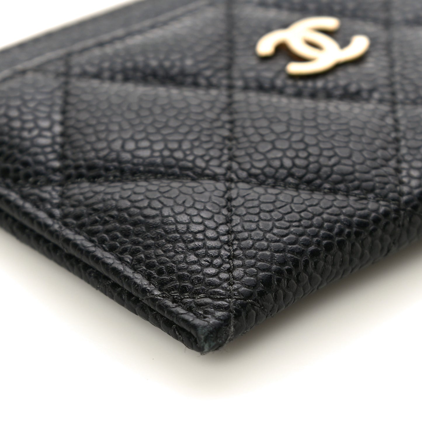 Caviar Quilted Card Holder Black