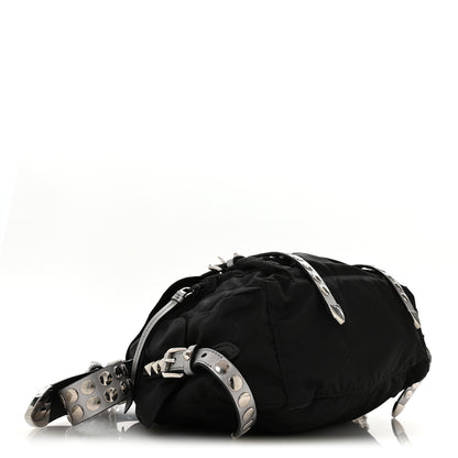 Prada Nylon New Vela Studded Messenger Bag Black 4 of 10