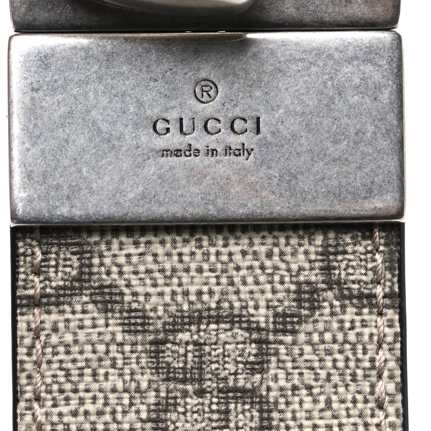 Gucci GG Supreme Monogram Plutone Calfskin Palladium Double G Reversible 37mm Belt 85 34 Beige Ebony Black 5 of 6
