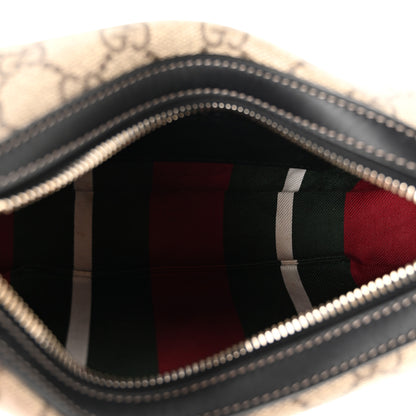 Gucci GG Supreme Monogram Textured Calfskin Small Emblem Shoulder Bag Beige Black 5 of 9