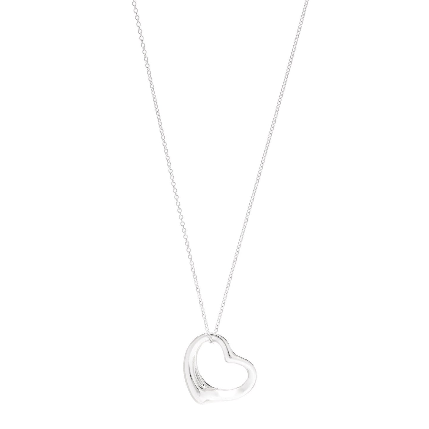 Sterling Silver 27mm Elsa Peretti Open Heart Pendant Necklace
