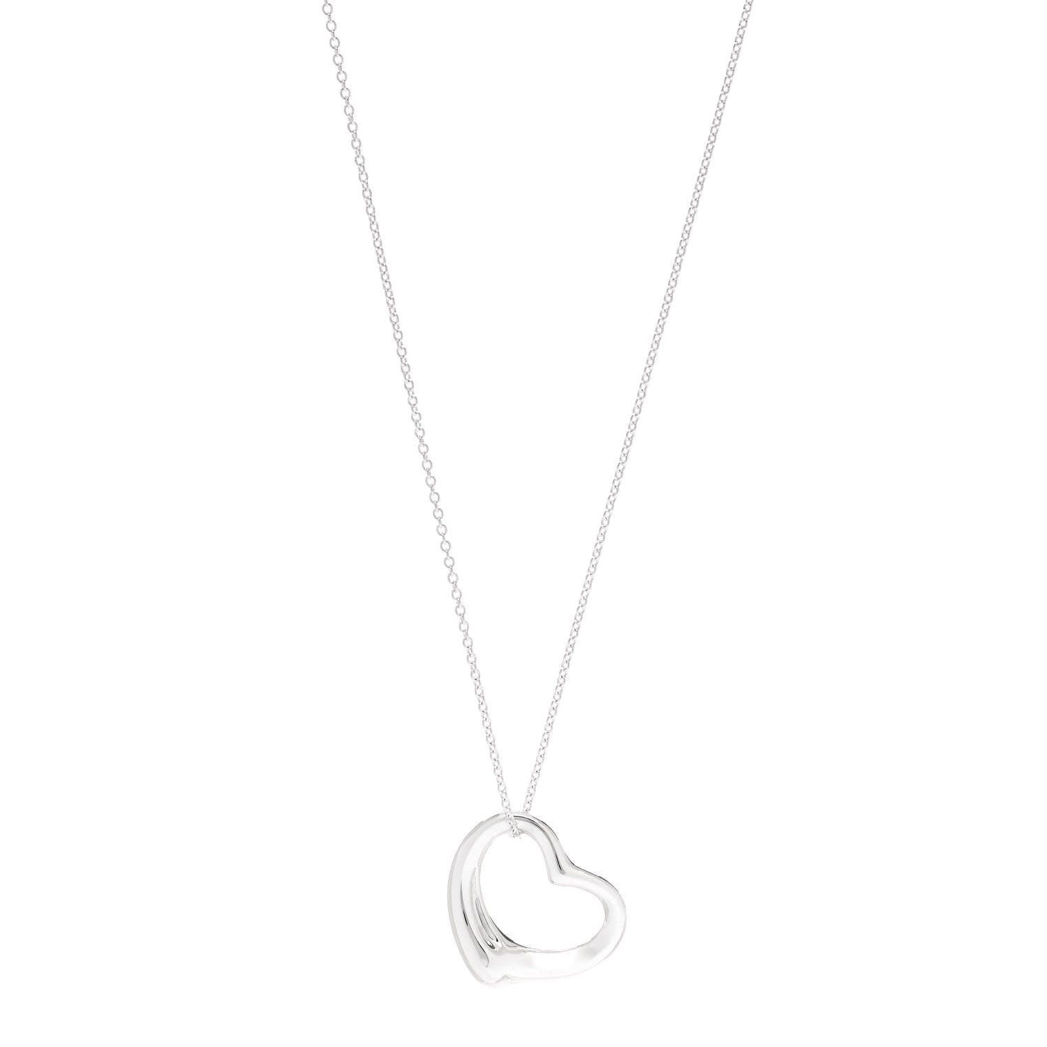 Tiffany Sterling Silver 27mm Elsa Peretti Open Heart Pendant Necklace 1 of 6