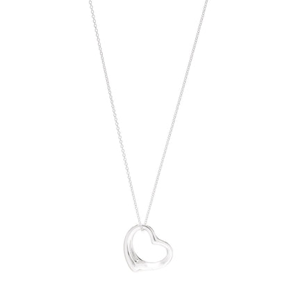 Tiffany Sterling Silver 27mm Elsa Peretti Open Heart Pendant Necklace 1 of 6