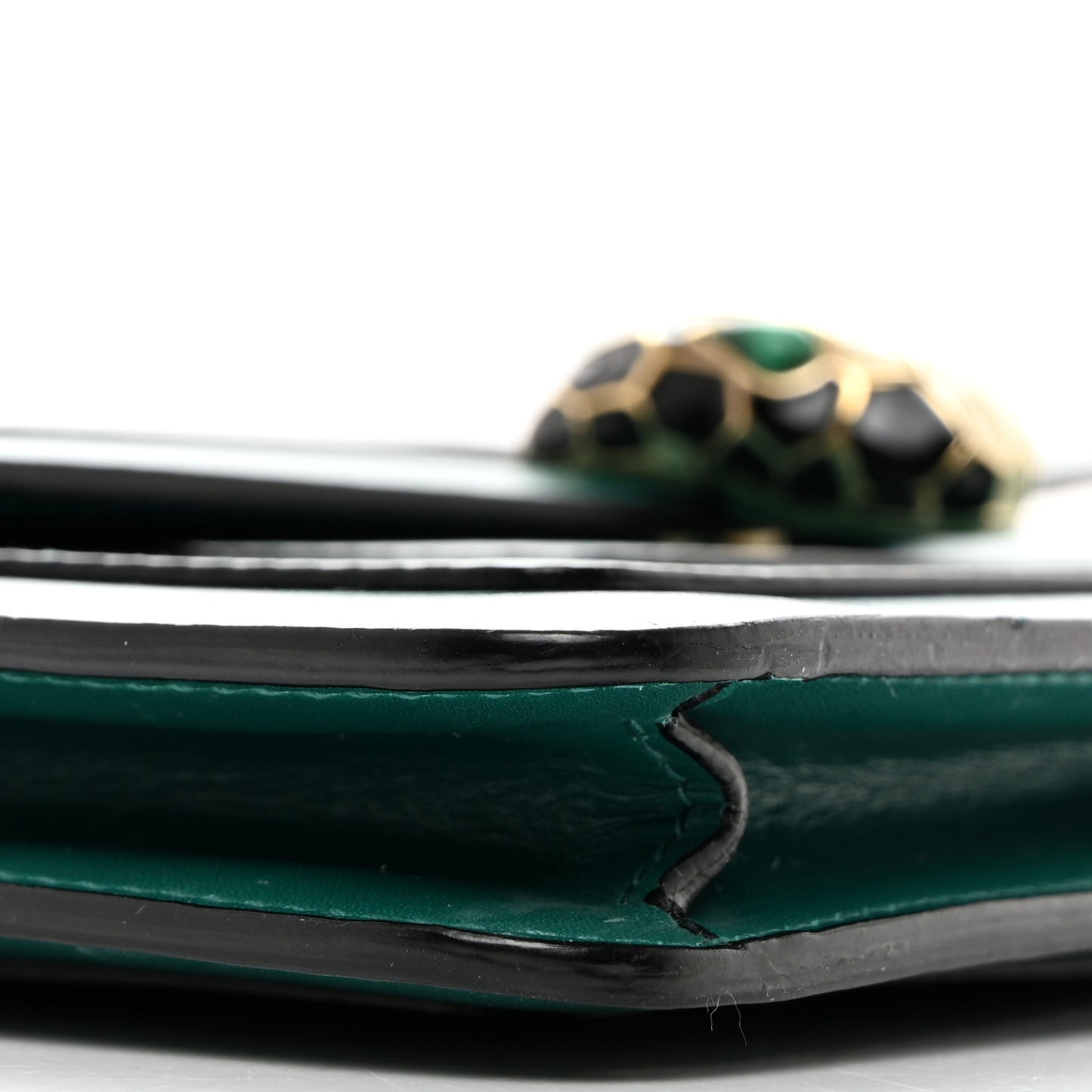 Calfskin Serpenti Forever Flap Clutch Emerald Green
