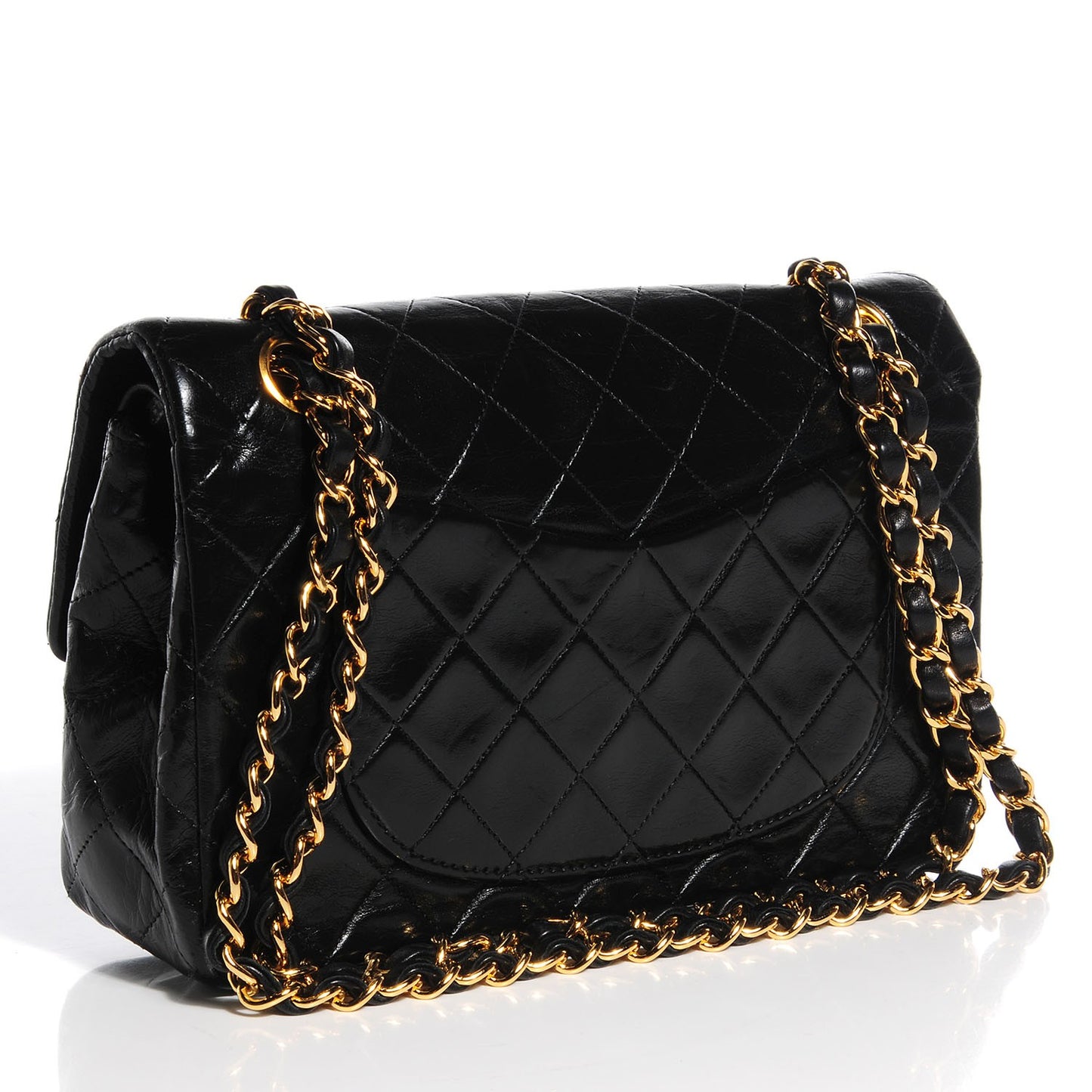 Lambskin Quilted Small Double Flap Black