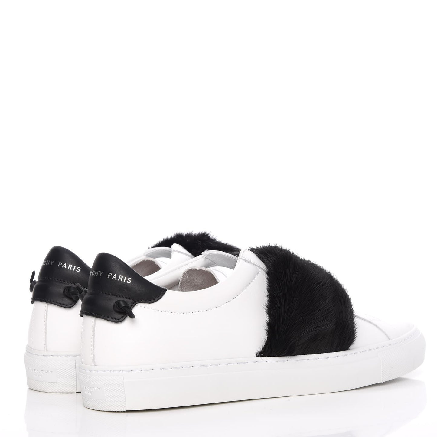 Calfskin Mink Fur Womens Urban Street Sneakers 41 White Black