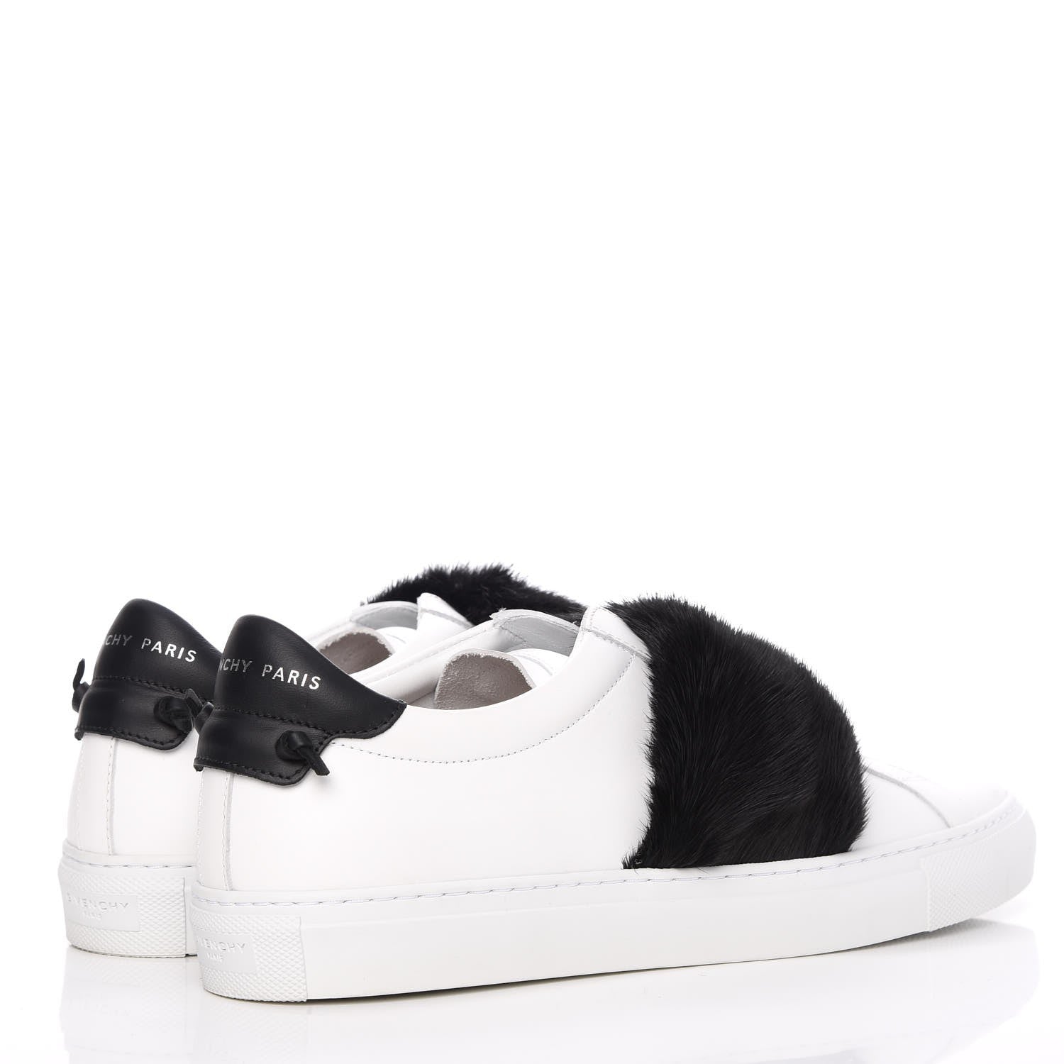 Givenchy Calfskin Mink Fur Womens Urban Street Sneakers 41 White Black 4 of 12
