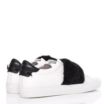 Givenchy Calfskin Mink Fur Womens Urban Street Sneakers 41 White Black 4 of 12