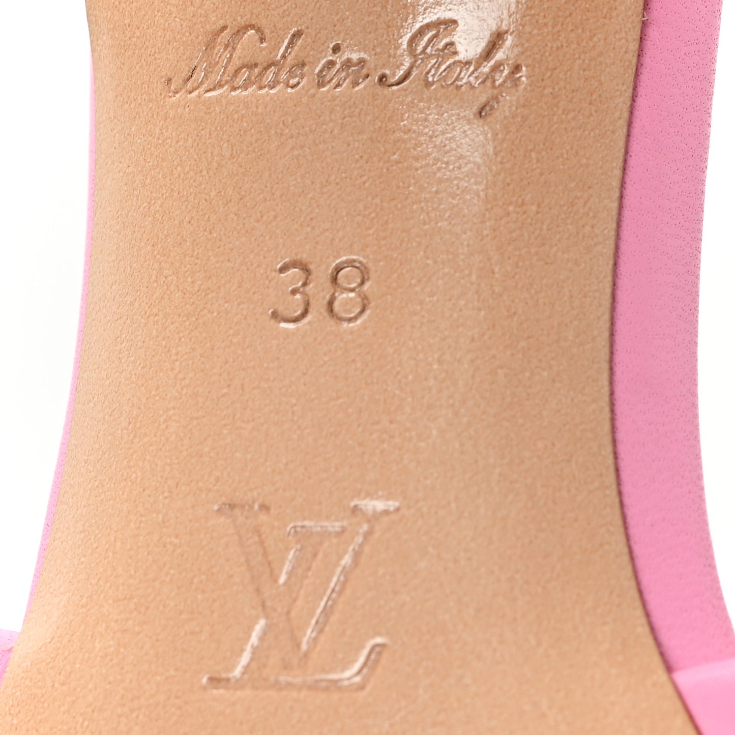 Lambskin Embossed Monogram Revival Mid Heel Mules 38 Rose Pop
