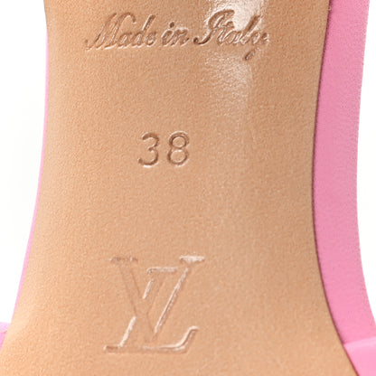 Louis Vuitton Lambskin Embossed Monogram Revival Mid Heel Mules 38 Rose Pop 7 of 9