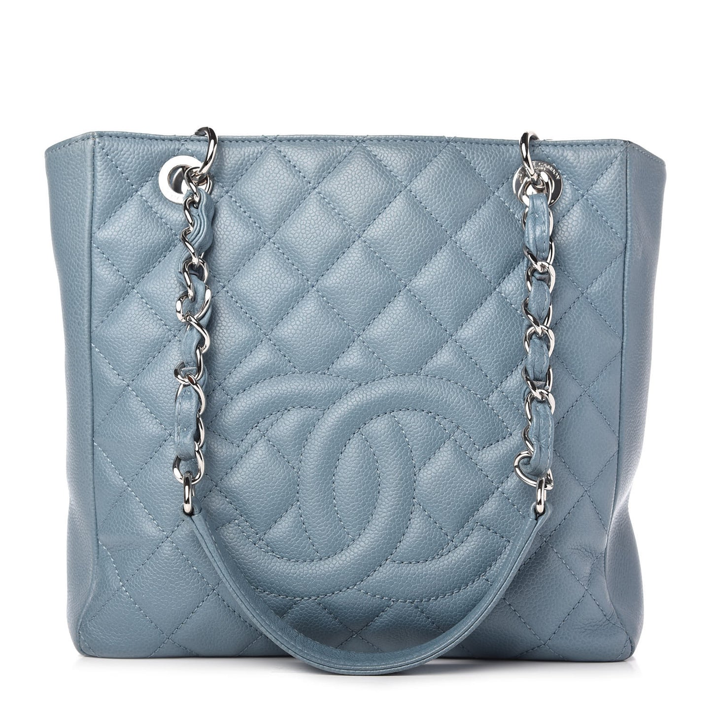 Caviar Quilted Petit Shopping Tote PST Blue