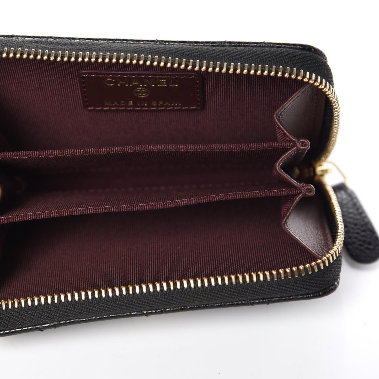 Caviar Quilted Zip Coin Purse Black