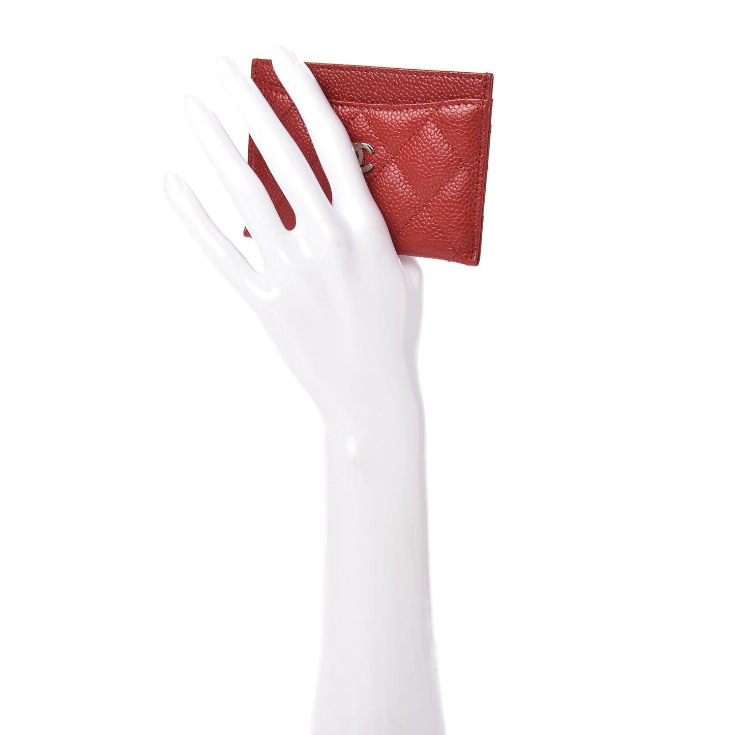 Caviar Quilted Card Holder Red