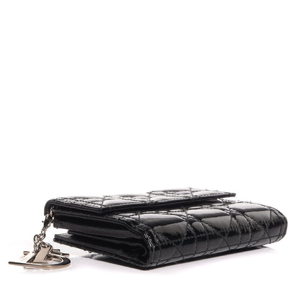 Christian Dior Patent Cannage Lady Dior French Wallet Black 4 of 8