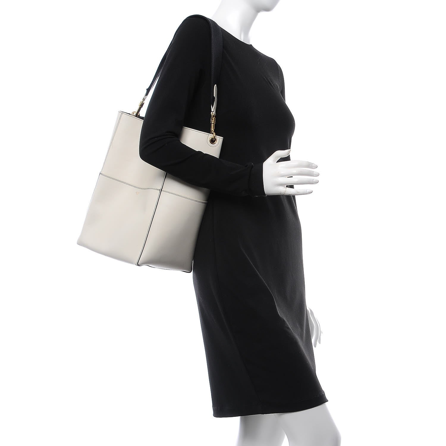 Celine Supersoft Calfskin Sangle Bucket Bag White 2 of 13