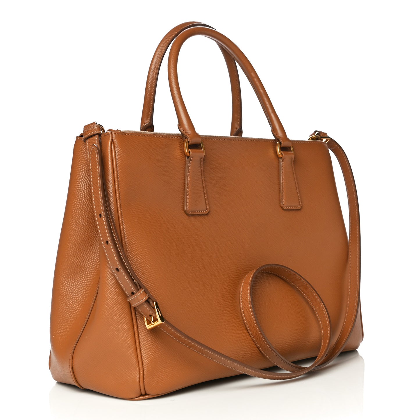 Saffiano Medium Galleria Double Zip Tote Caramel