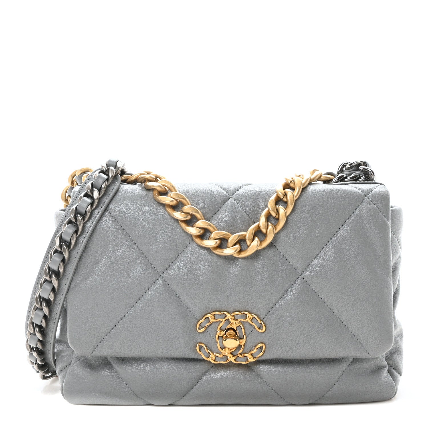 Chanel Lambskin Quilted Medium Chanel 19 Flap Grey 1 of 10