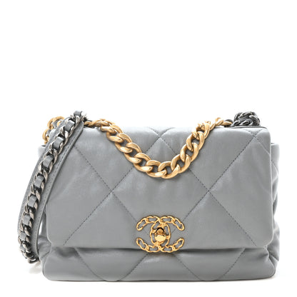 Chanel Lambskin Quilted Medium Chanel 19 Flap Grey 1 of 10