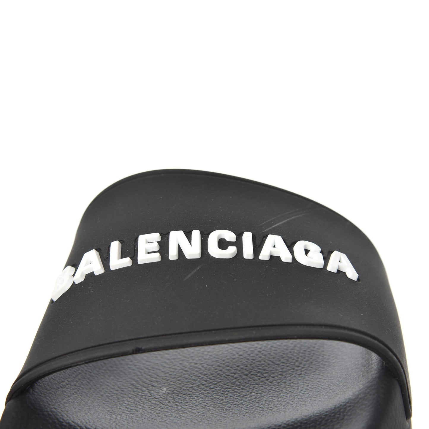 PVC Logo Womens Pool Slide Sandals 38 Black White