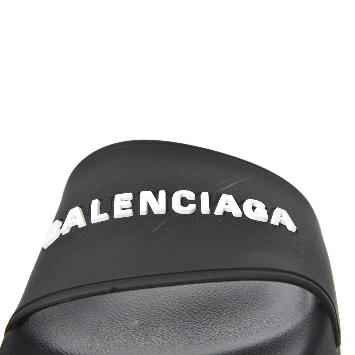 Balenciaga PVC Logo Womens Pool Slide Sandals 38 Black White 8 of 14