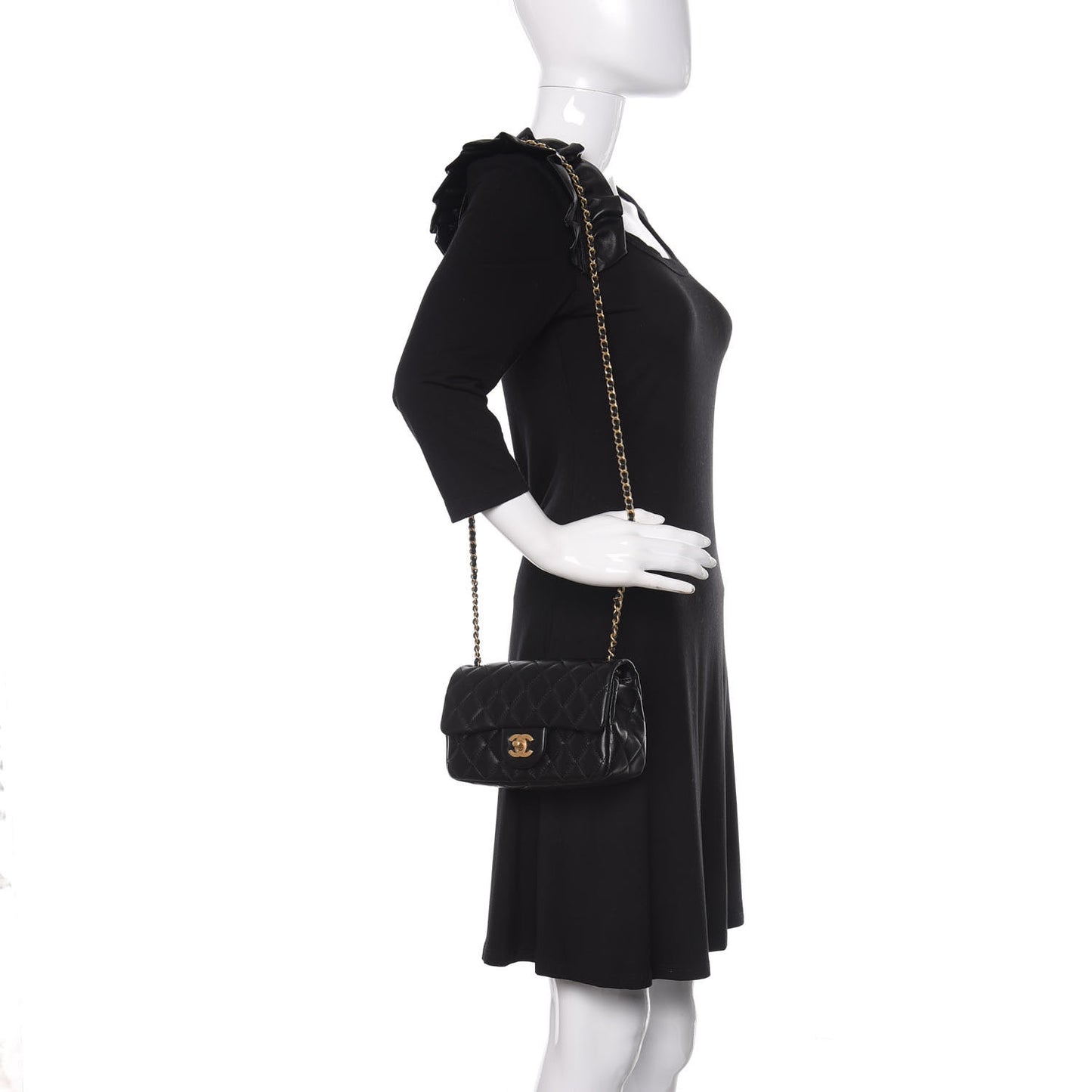 Lambskin Quilted Mini Romance Rectangular Flap Black
