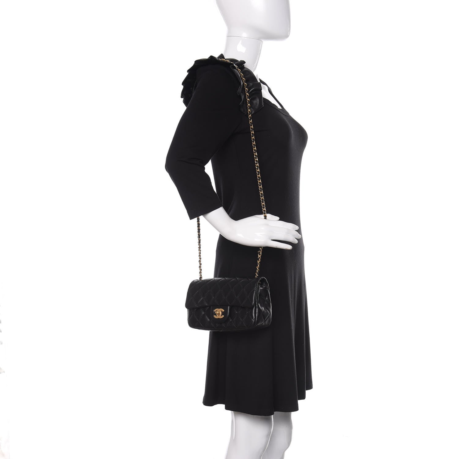 Chanel Lambskin Quilted Mini Romance Rectangular Flap Black 2 of 10