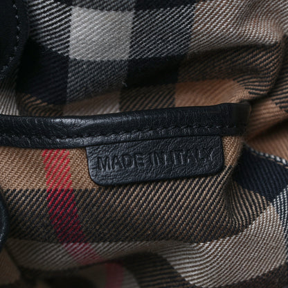 Burberry Grainy Calfskin House Check Medium Banner Tote Black 5 of 10