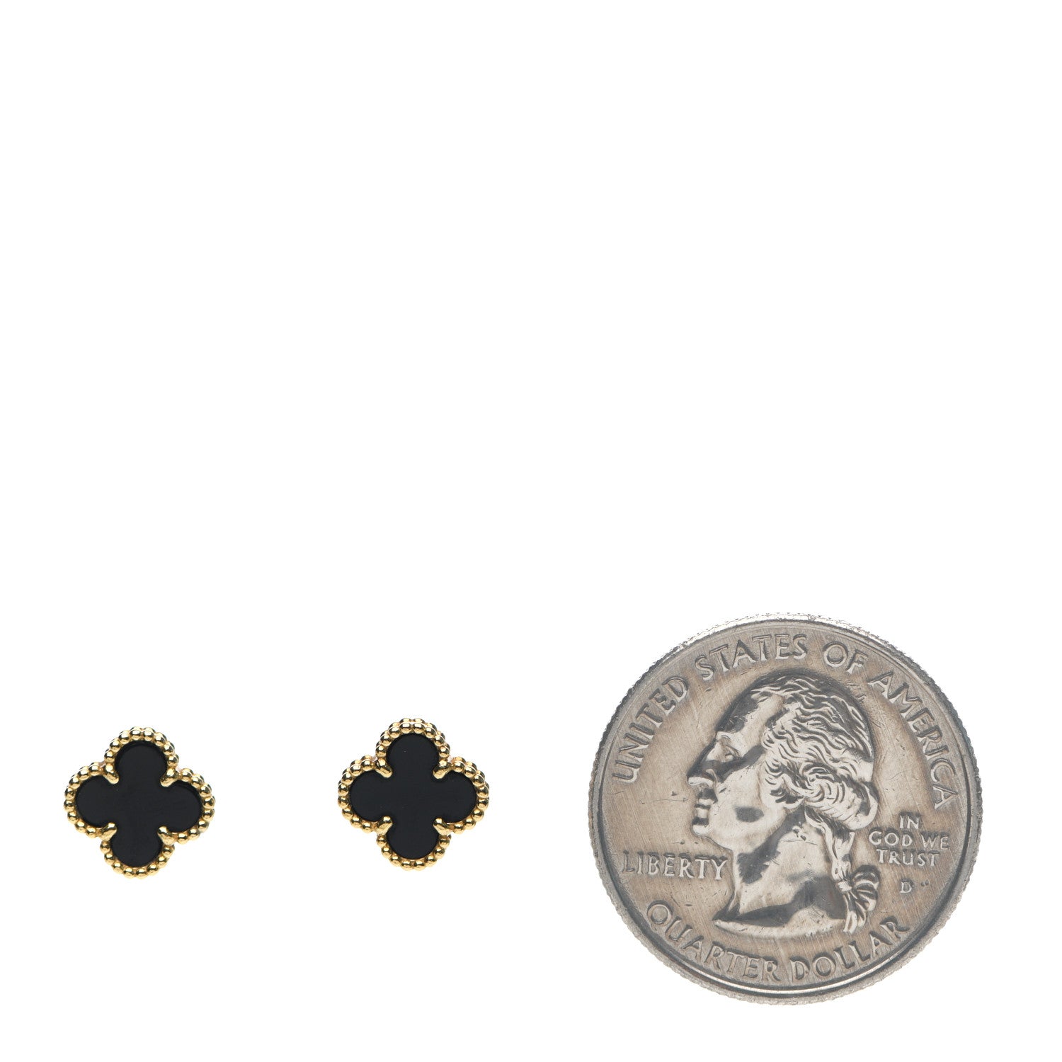 Van Cleef & Arpels 18K Yellow Gold Black Onyx Sweet Alhambra Earrings 2 of 4
