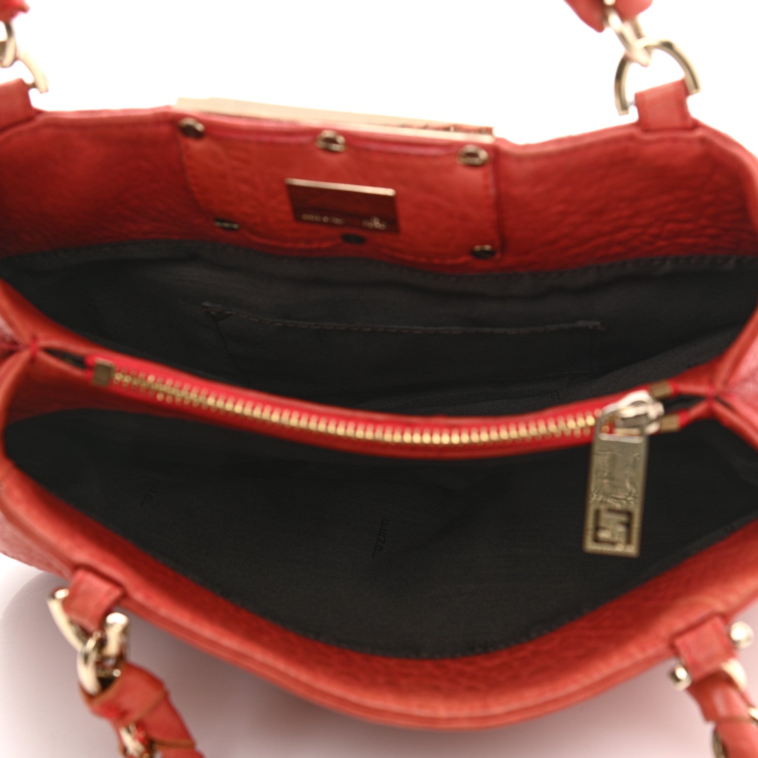 Fendi Crinkled Lambskin Small Mia Tote Red 5 of 11