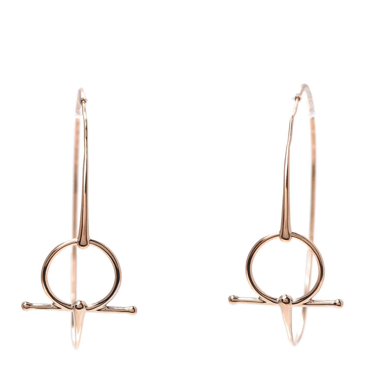 Hermes 18K Rose Gold Filet D'Or Hoop Earrings 1 of 4