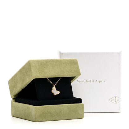 Van Cleef & Arpels 18K Yellow Gold Mother of Pearl Sweet Alhambra Butterfly Pendant Necklace 6 of 6