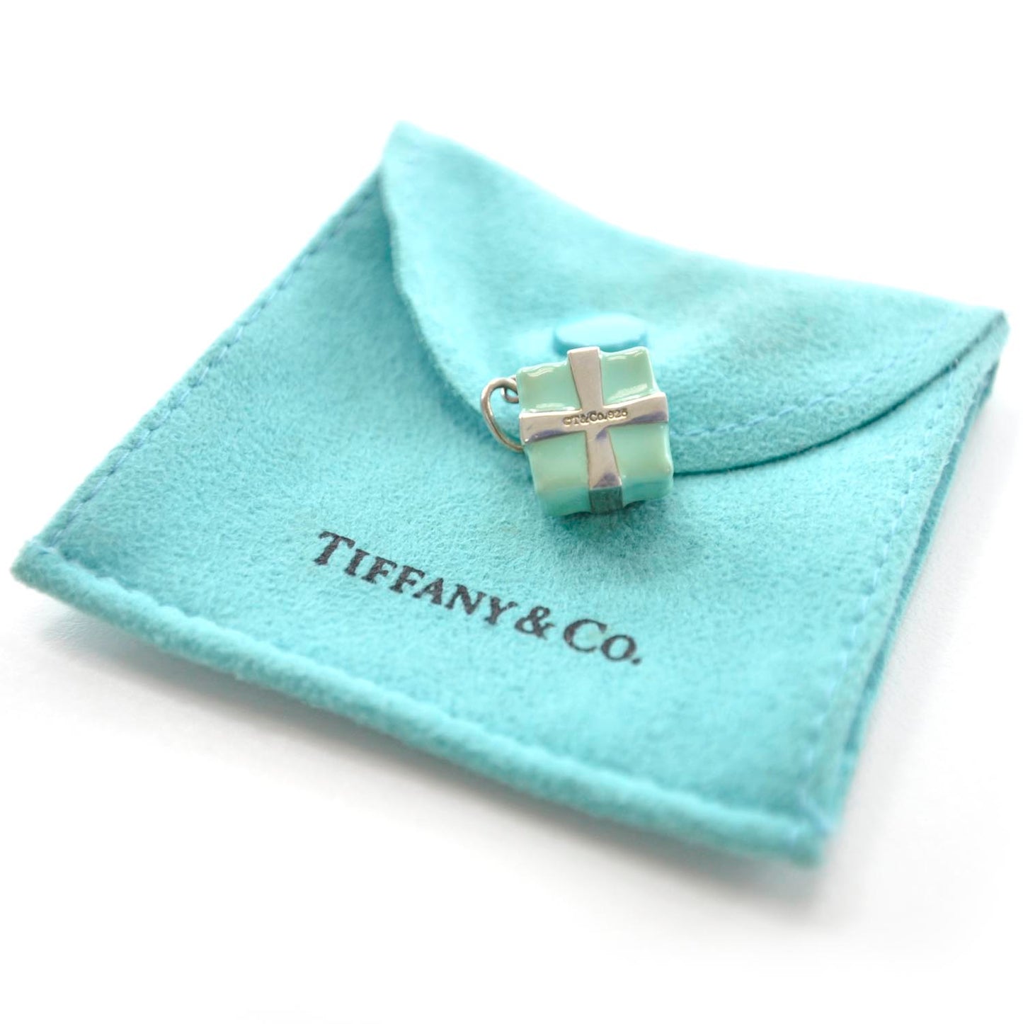 Sterling Silver Enamel Gift Box Charm Blue