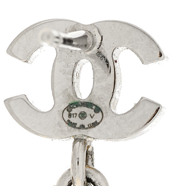 Chanel Crystal Emoji Choupette Cat CC Earrings Silver 4 of 5