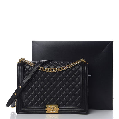 Chanel Lambskin Quilted Large Boy Flap Black 10 of 10
