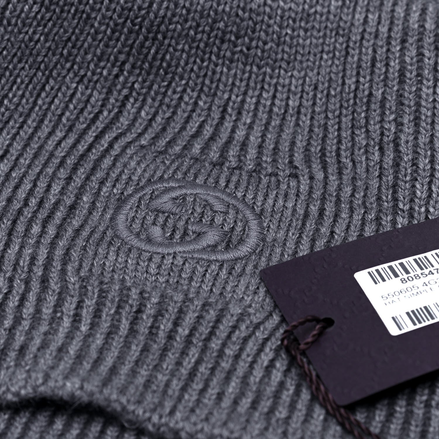 Gucci Wool Tricot Interlocking G Simple GG Beanie Hat M Graphite 11 of 16