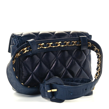Chanel Lambskin Quilted Flap Waist Belt Bag Navy 3 of 11